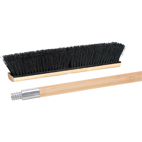 Balai-brosse avec manche &agrave; filetage m&eacute;tallique, 24", Moyen, Soies Tampico Meunier Outillage Industriel