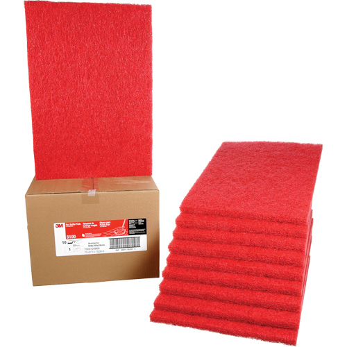 Carpet Bonnet Pad, 14" x 20", Buffing/Cleaning, Red Meunier Outillage Industriel