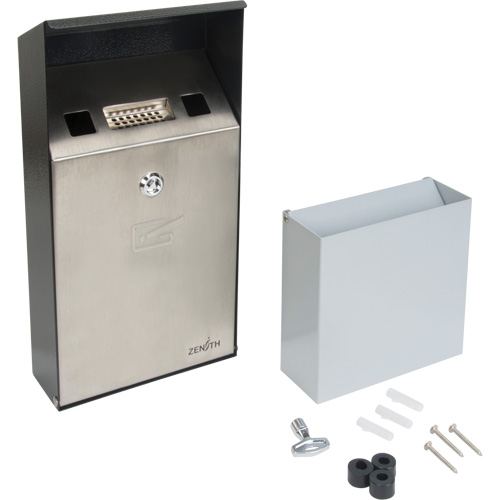 Cendrier, Montage mural, Acier inoxydable, Capacit&eacute; 1 Litre, Hauteur 11-4/5" Meunier Outillage Industriel