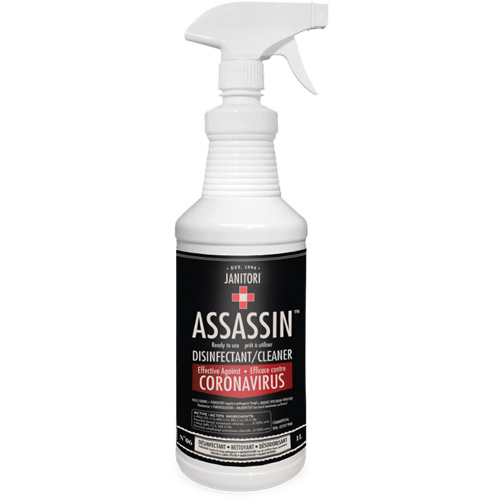 Janitori Assassin Ready-to-Use Disinfectant Cleaner, 1 L, Trigger Bottle Meunier Outillage Industriel