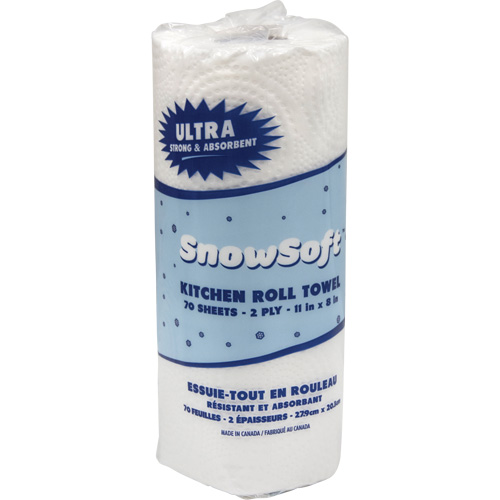 Essuie-tout pour cuisines de premi&egrave;re qualit&eacute; Snow Soft, 2 Pli, 70 Feuilles/rouleau, 8" la, 11" lo Meunier Outillage Industriel