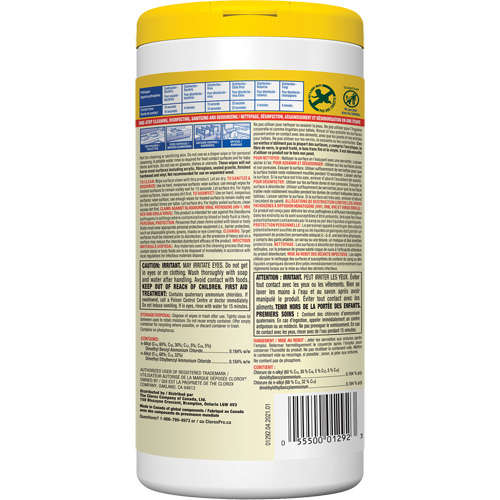 Disinfecting Wipes, 75 Count Meunier Outillage Industriel