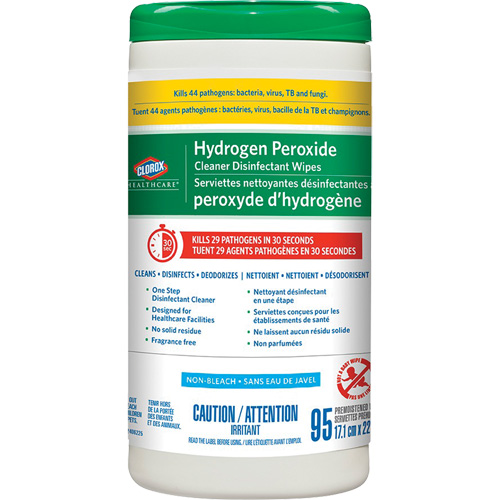 Lingettes d&eacute;sinfectantes et nettoyantes &agrave; base de peroxyde d'hydrog&egrave;ne Healthcare, 95 lingettes Meunier Outillage Industriel