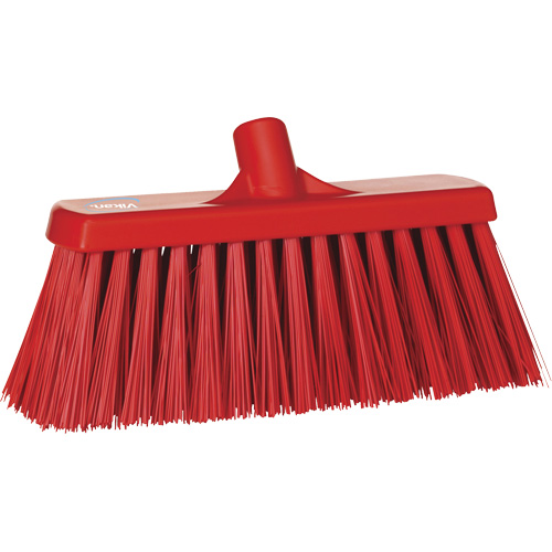 Heavy-Duty Push Broom, Stiff Bristles, 13", Polyester, Red Meunier Outillage Industriel
