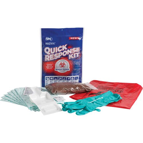 Trousse dintervention rapide pour d&eacute;versements de fluides corporels Hazwik, Biorisque, Sac, Absorbance de 0,49 gal. US Meunier Outillage Industriel