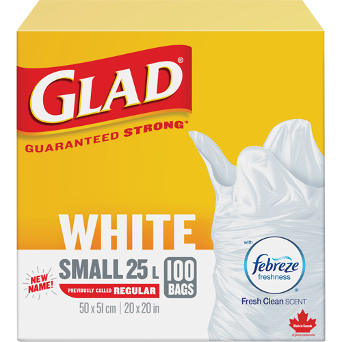 Small 25L Febreze Garbage Bags, Regular, 20" W x 20" L, White Meunier Outillage Industriel