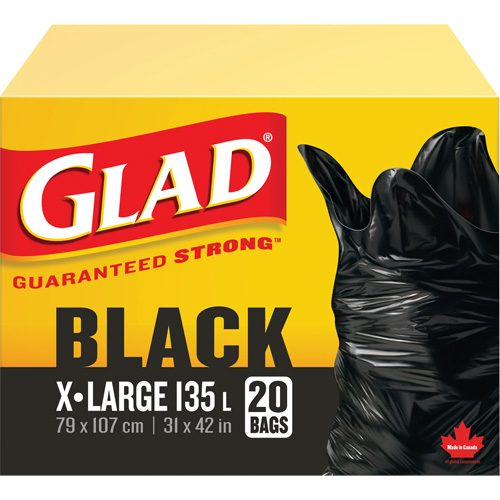 135L Garbage Bags, Regular, 31" W x 42" L, Black Meunier Outillage Industriel