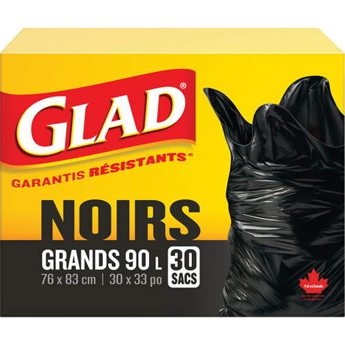 90L Garbage Bags, Regular, 30" W x 33" L, Black Meunier Outillage Industriel