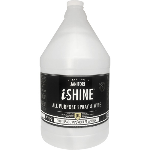 Nettoyant polyvalent &agrave; vaporiser et essuyer Janitori i-Shine, 4 L, Cruche Meunier Outillage Industriel