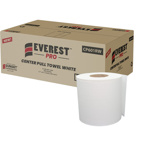 White Paper Towels, 1 Ply, Centre Pull Meunier Outillage Industriel