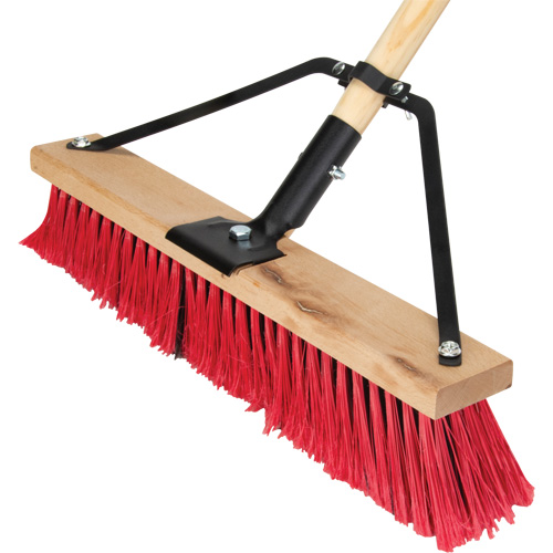 Push Broom with Braced Handle, 18", Medium, PVC Bristles Meunier Outillage Industriel