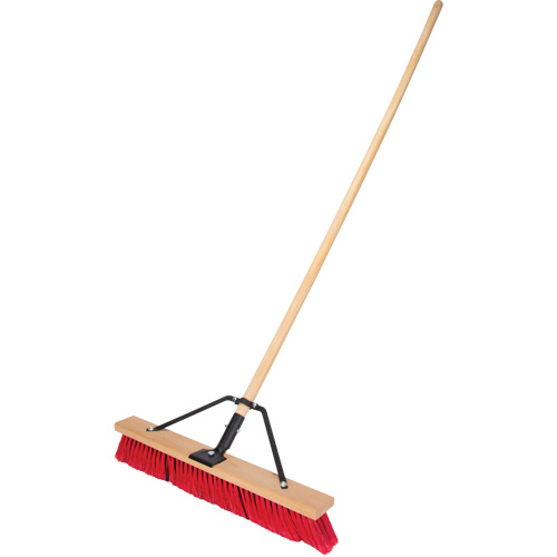 Push Broom with Braced Handle, 24", Medium, PVC Bristles Meunier Outillage Industriel