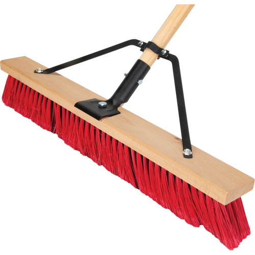 Push Broom with Braced Handle, 24", Medium, PVC Bristles Meunier Outillage Industriel