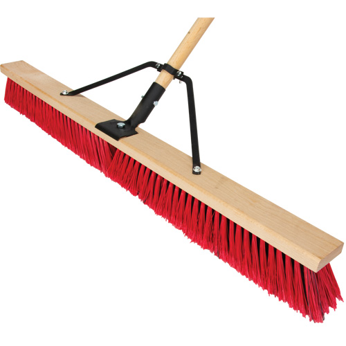 Push Broom with Braced Handle, 36", Medium, PVC Bristles Meunier Outillage Industriel