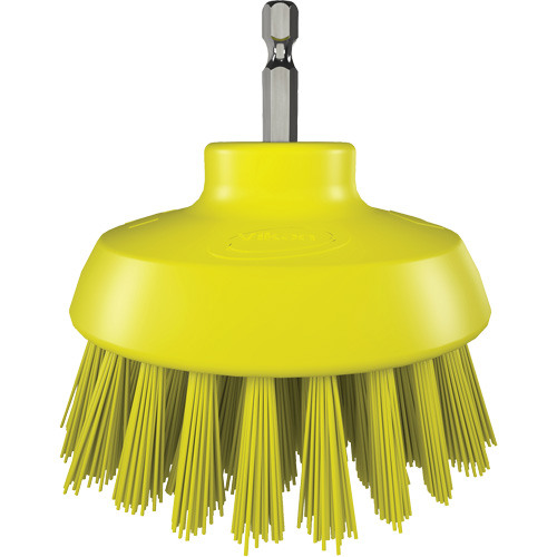 Brosse ronde HyDrive pour perceuse, Soies Tr&egrave;s ferme, Longueur de 3-1/10", Jaune Meunier Outillage Industriel
