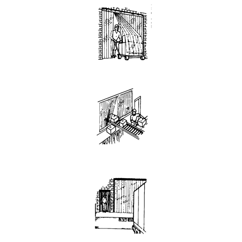 Portes &agrave; lani&egrave;res, 4' x 7' Ouverture de la porte, Largeur des lani&egrave;res 8", &eacute;paisseur  des lani&egrave;res 0,080" Meunier Outillage Industriel
