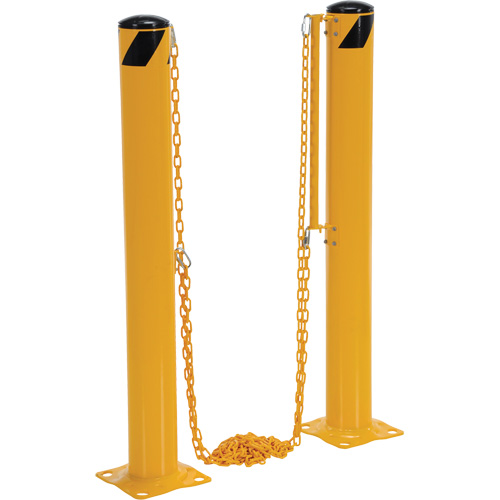 Syst&egrave;me de bornes de protection et chaînes pour quai, Acier, 42" h x 6-5/8" la, Jaune Meunier Outillage Industriel