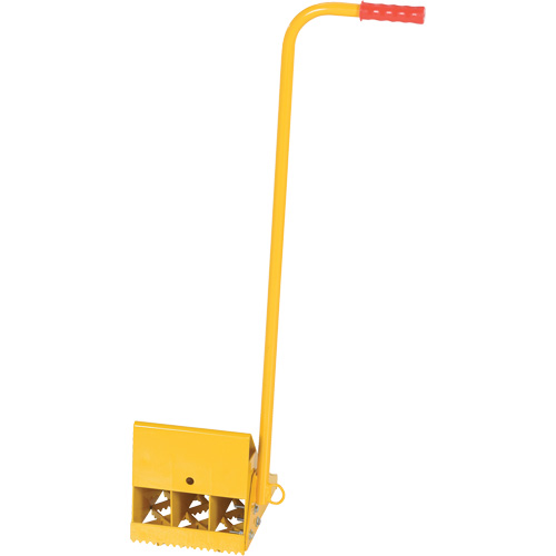 Ergo Handle Wheel Chock, Steel, Yellow, 8" W x 10-3/4" D x 9-1/8" H Meunier Outillage Industriel
