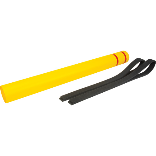 Capuchon en poly&eacute;thyl&egrave;ne pour borne de protection, 4-1/2" dia. x 52" l, Rouge/Jaune Meunier Outillage Industriel
