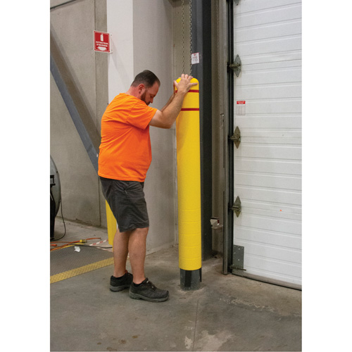 Capuchon en poly&eacute;thyl&egrave;ne pour borne de protection, 4-1/2" dia. x 52" l, Rouge/Jaune Meunier Outillage Industriel