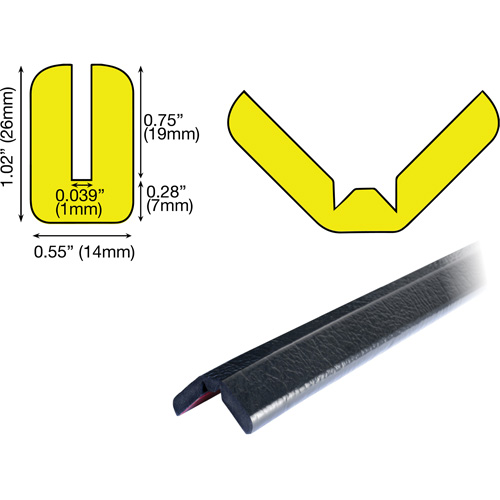 Butoir de protection de rebords mod&egrave;le W 1M, Longueur 3,25' (0,99 m) Meunier Outillage Industriel