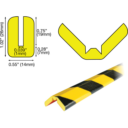 Butoir de protection de rebords mod&egrave;le W 5M, Longueur 16,42' (5 m) Meunier Outillage Industriel