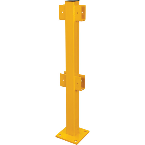 Poteau en ligne pour garde-corps l&eacute;gers, Acier, 42" h, Jaune s&eacute;curit&eacute; OSHA Meunier Outillage Industriel