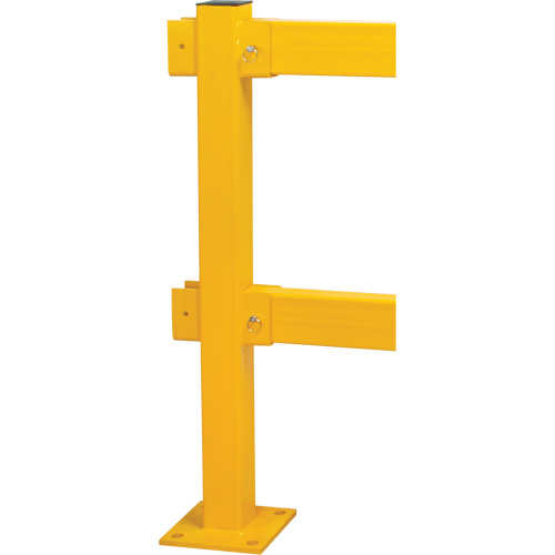 Poteau en ligne pour garde-corps l&eacute;gers, Acier, 42" h, Jaune s&eacute;curit&eacute; OSHA Meunier Outillage Industriel