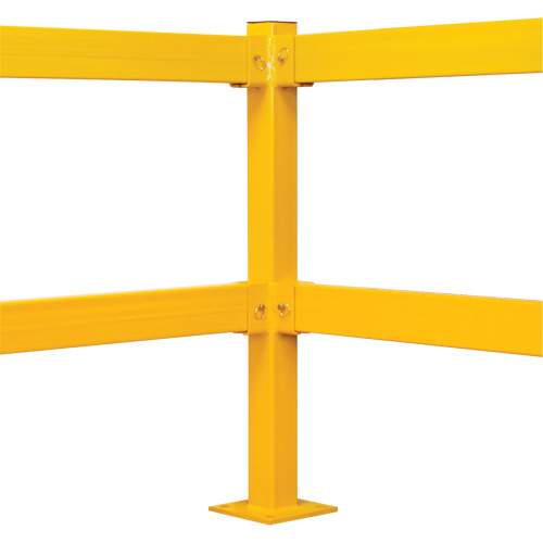 Corner Post for Light-Duty Guard Rails, Steel, 42" H, Safety Yellow Meunier Outillage Industriel