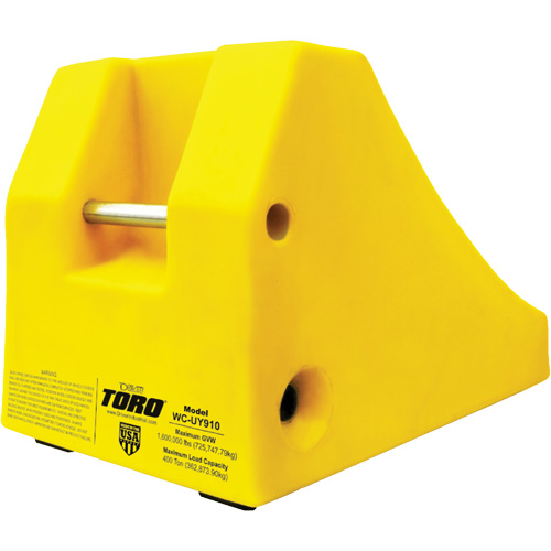 400 Ton Large Equipment Wheel Chock with Handle & Hole, Urethane, Yellow Meunier Outillage Industriel