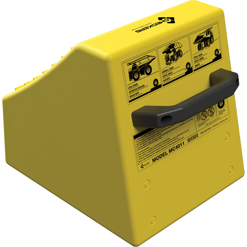 Cale de roue ultra-robuste pour l'exploitation mini&egrave;re Checkers Safety sans support, PEHD, Jaune, 14-1/2" la x 17-1/2" p x 16" h Meunier Outillage Industriel