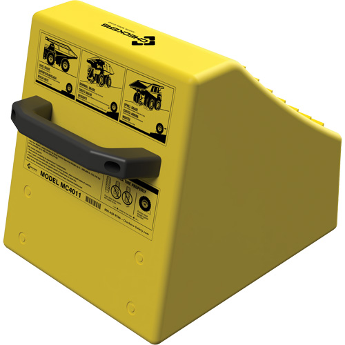 Cale de roue ultra-robuste pour l'exploitation mini&egrave;re Checkers Safety sans support, PEHD, Jaune, 14-1/2" la x 17-1/2" p x 16" h Meunier Outillage Industriel