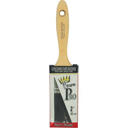 Pinceau droit Pro, Poly/nylon, Manche Bois, Largeur de 2" Meunier Outillage Industriel