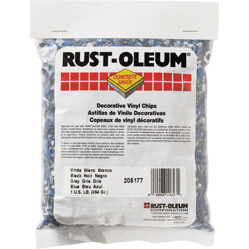 Pastilles de vinyle d&eacute;coratives Concrete Saver, 0,5 kg, Sac, M&eacute;lange noir/blanc/bleu Meunier Outillage Industriel