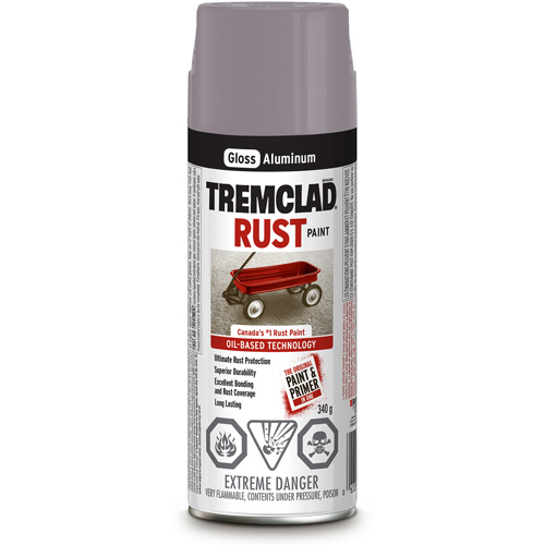 Tremclad&reg; Oil Based Rust Paint, Silver Aluminum, Gloss, Aerosol Can Meunier Outillage Industriel