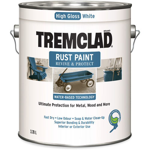 Peinture antirouille &agrave; base d'eau Tremclad, 3,78 L, Gallon, Blanc Meunier Outillage Industriel