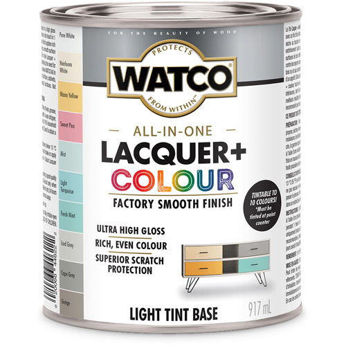 Watco&reg; All In One Lacquer + Colour Light Tint Base, 946 ml, Light Tint Base, High-Gloss Meunier Outillage Industriel