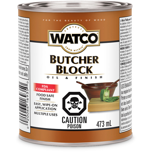 Watco&reg; Butcher Block Oil & Finish, 473 ml, Clear, Transparent Meunier Outillage Industriel