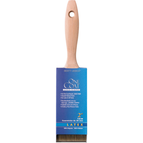 Pinceau pour murs et garnitures 100% One Coat, Polyester, Manche Bois, Largeur de 2" Meunier Outillage Industriel