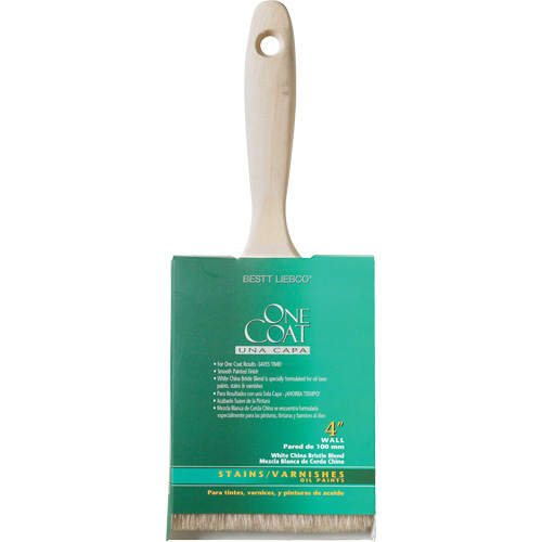 One Coat Trim & Wall Brush, White China, Wood Handle, 4" Width Meunier Outillage Industriel