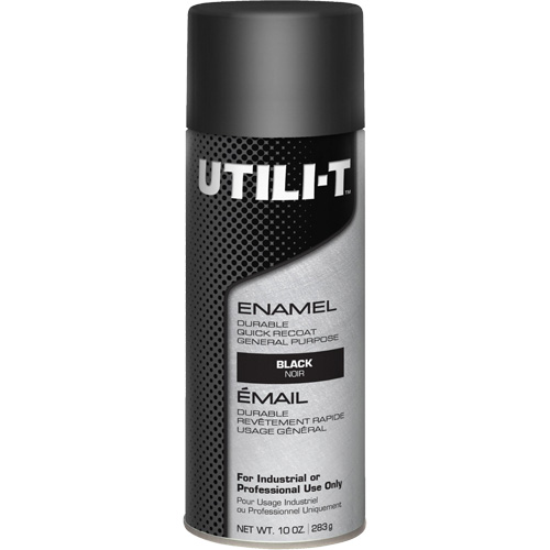 Peinture-&eacute;mail en a&eacute;rosol polyvalent UTILI-T, Noir, Brillant, 10 oz/283 g, Canette a&eacute;rosol Meunier Outillage Industriel