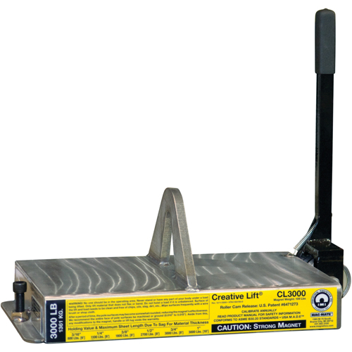 Creative Lift&reg; Magnets, 3000 lbs. (1.5 tons) Holding Cap., 19-1/4" L x 10-1/2" W x 7" H Meunier Outillage Industriel