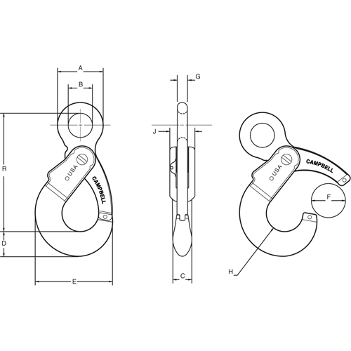 Alloy Steel Eye-Type Self-Locking Hooks Meunier Outillage Industriel