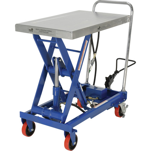 Pneumatic Hydraulic Scissor Lift Table, Steel, 32-1/2" L x 19-3/4" W, 1000 lbs. Cap. Meunier Outillage Industriel