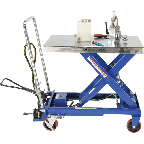 Pneumatic Hydraulic Scissor Lift Table, Steel, 32-1/2" L x 19-3/4" W, 1000 lbs. Cap. Meunier Outillage Industriel