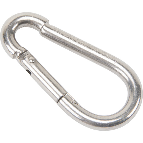 Mousqueton en acier inoxydable, 260 lb (0,13 tonne) Charge d'utilisation max., 1/4" Taille, 3/8" Oeil Meunier Outillage Industriel