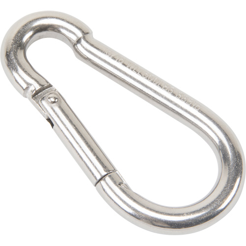 Mousqueton en acier inoxydable, 500 lb (0,25 tonne) Charge d'utilisation max., 5/16" Taille, 1/2" Oeil Meunier Outillage Industriel
