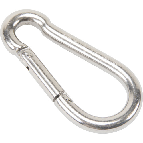 Stainless Steel Snap Hook, 770 lbs (0.385 tons) Working Load Limit, 3/8" Size, 5/8" Eye Meunier Outillage Industriel