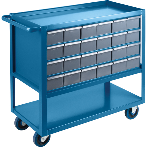 Drawer Shelf Cart, 1200 lbs. Capacity, Steel, 18" x W, 35" x H, 36" D, Rubber Wheels, All-Welded, 24 Drawers Meunier Outillage Industriel
