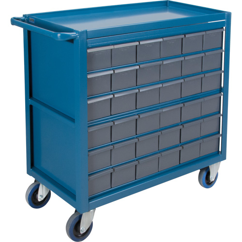 Chariot &agrave; tablette avec tiroir, 1200 lb Capacit&eacute;, Acier, 18" x la, 35" x ha, 36" p, Roues en Caoutchouc, Enti&egrave;rement soud&eacute;, 36 tirroirs Meunier Outillage Industriel